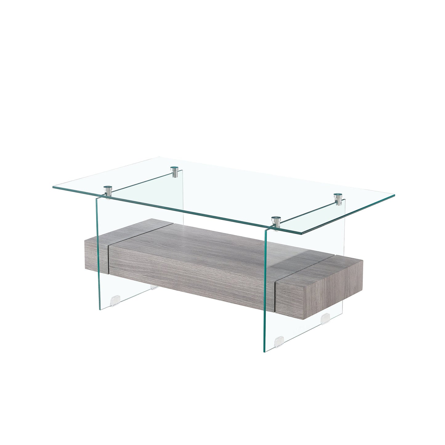 Tempered Glass Coffee Table With Dual Shelves by Blak Hom