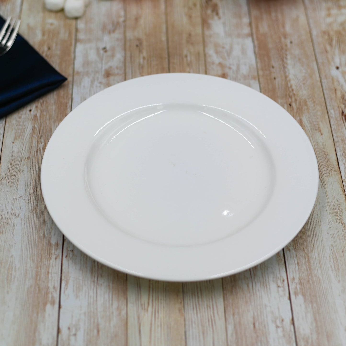 Set Of 6 Professional Rolled Rim White Dinner Plate 9" inch | 23 Cm by Wilmax Porcelain