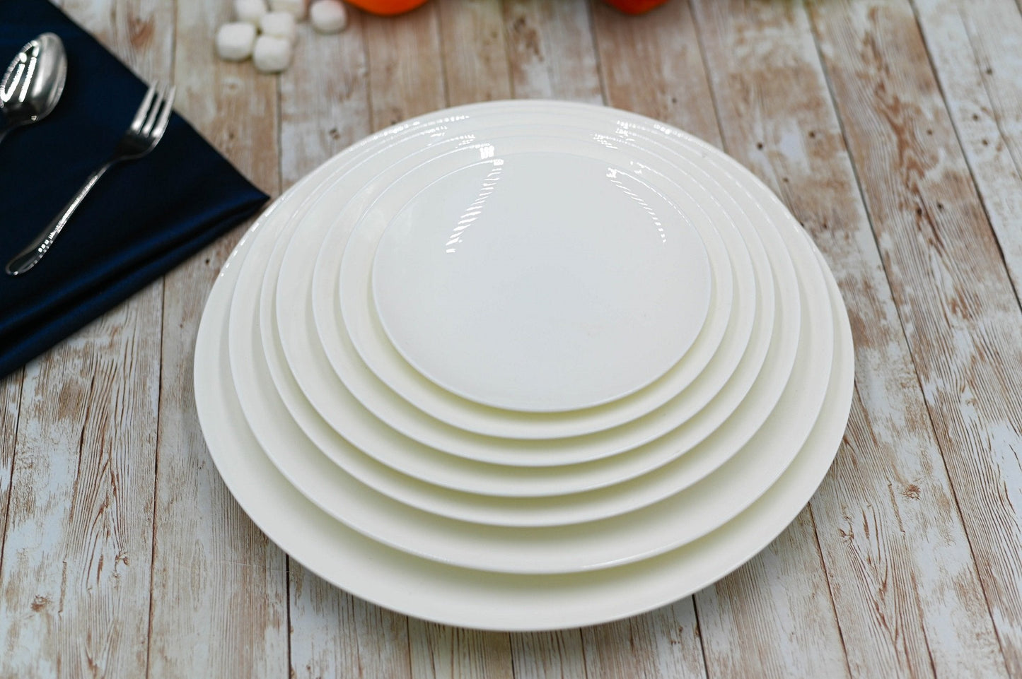 Set Of 6 White Dessert Plate 8" inch | 20 Cm by Wilmax Porcelain