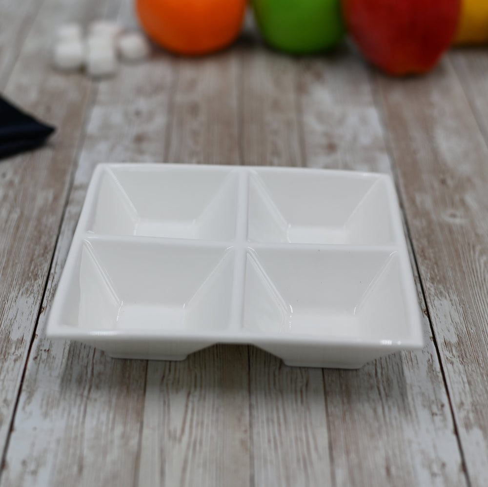 Set Of 6 White Divided Square Dish 6" inch X 6" inch | 15 Cm X 15 ?? by Wilmax Porcelain