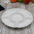 Set Of 4 White Divided Round Dish 10" inch | 25.5 Cm by Wilmax Porcelain