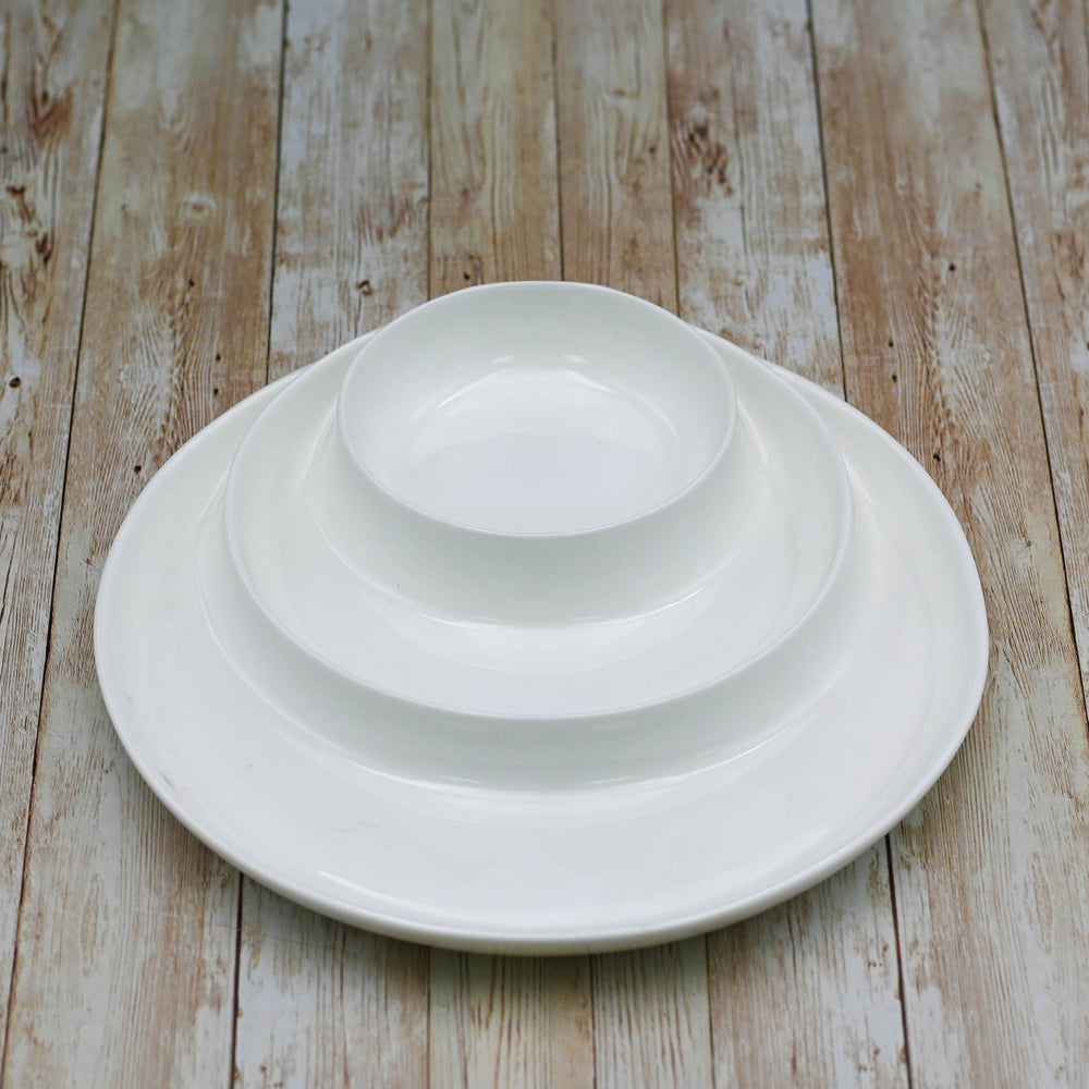 Set Of 3 White Divided Dish 10" inch | 25.5 Cm by Wilmax Porcelain