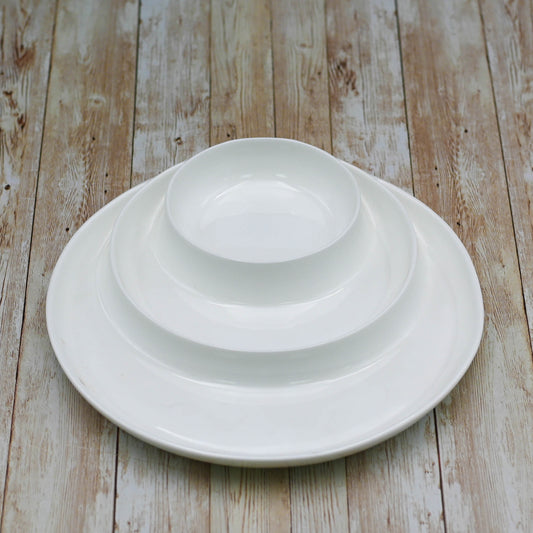 Set Of 3 White Divided Dish 10" inch | 25.5 Cm by Wilmax Porcelain