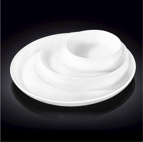 Set Of 3 White Divided Dish 10" inch | 25.5 Cm by Wilmax Porcelain