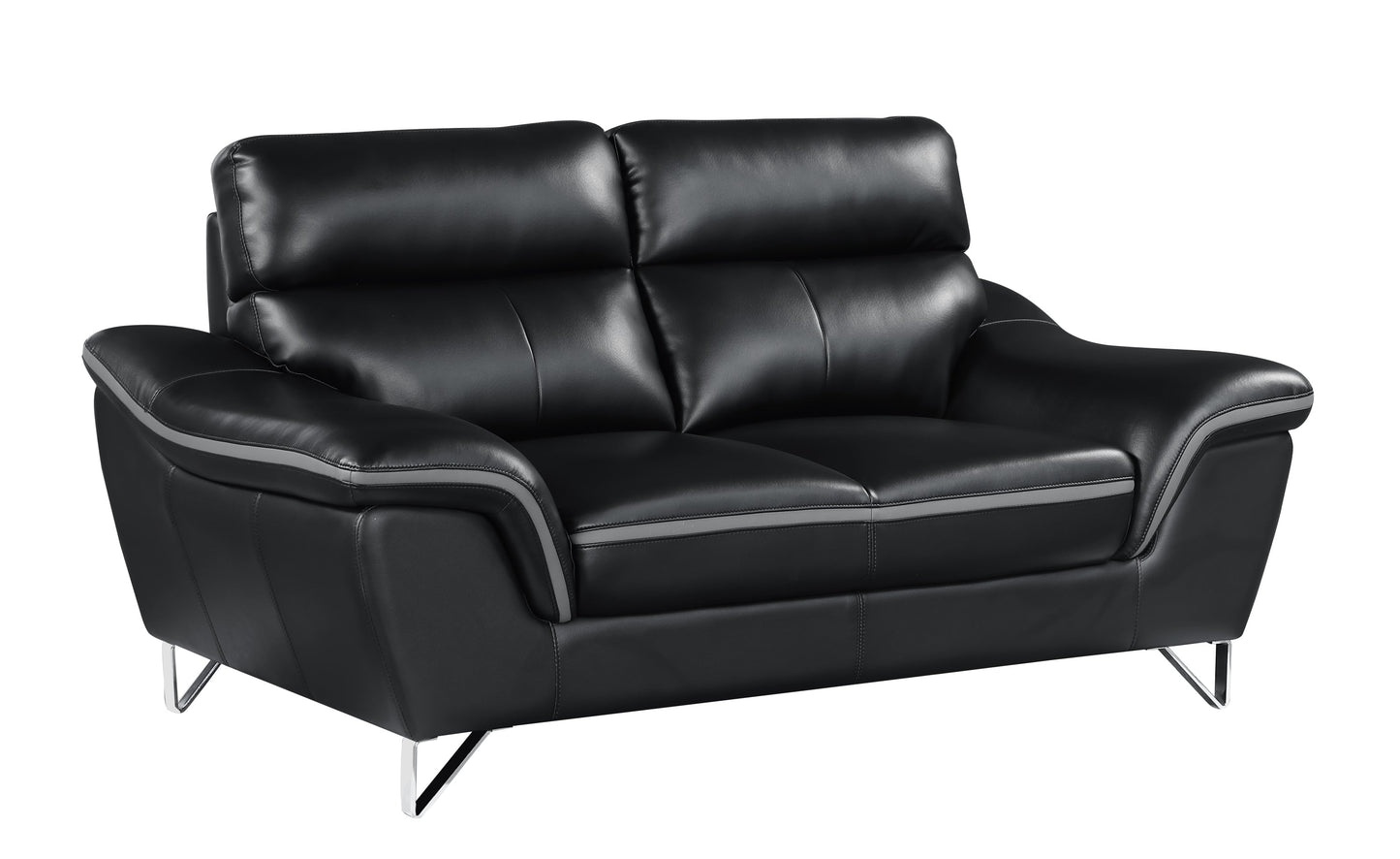 Genuine Leather Black Loveseat by Blak Hom