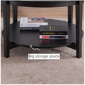 Modern Solid Wood Round Coffee Table With Tempered Glass Top by Blak Hom