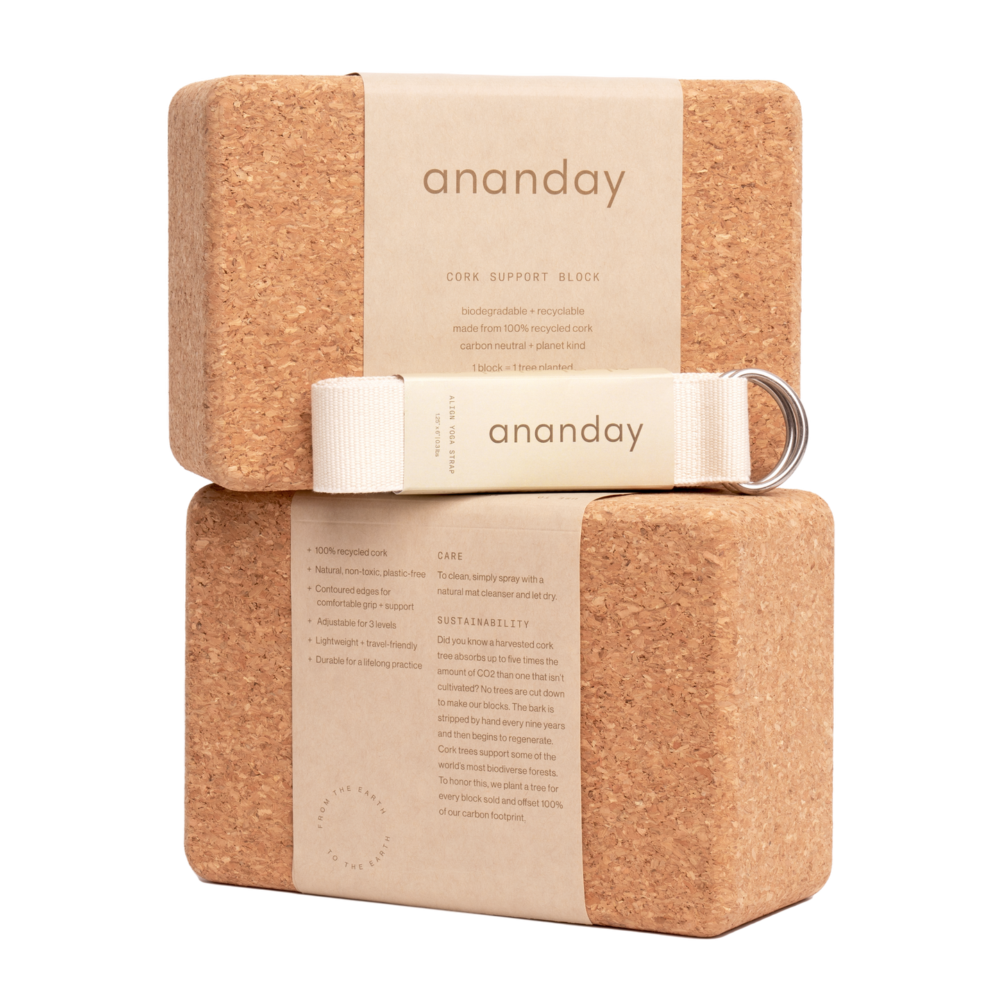 Yoga Block + Strap Set by Ananday