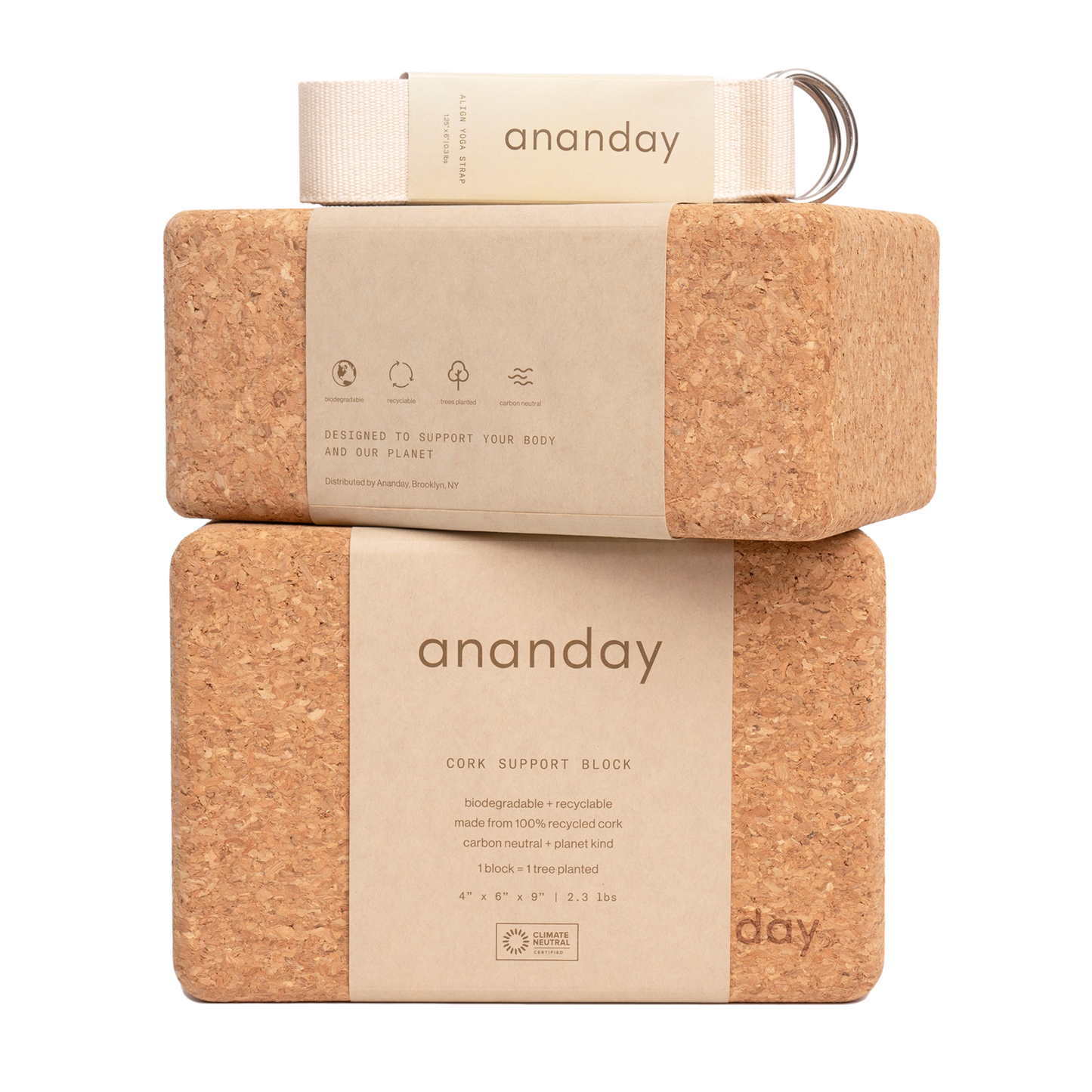 Yoga Block + Strap Set by Ananday
