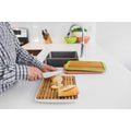 Bamboo Wood Cutting Board Lid w/ drop-through crumb spaces; on Bamboo Fibre Large Serving Tray White by Peterson Housewares & Artwares