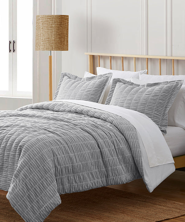 River Puckered Striped Jacquard Comforter Set by Blue Loom