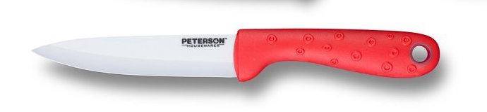 CERAMIC KNIFE: Red soft touch handle; White Ceramic Blade ... 4" Blade by Peterson Housewares & Artwares