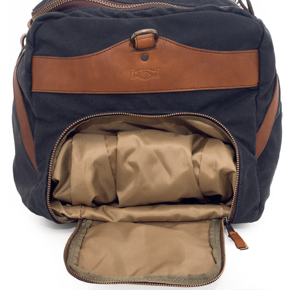 Campaign Waxed Canvas Large Duffle Bag by Mission Mercantile Leather Goods