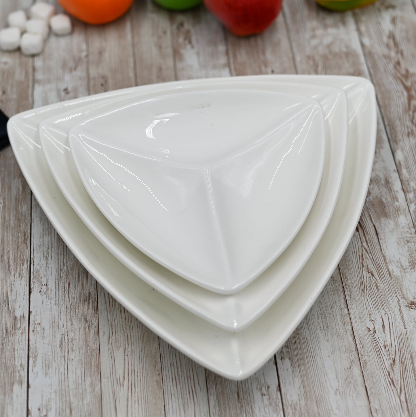 White Divided Triangular Dish 11.5" inch | 29 Cm by Wilmax Porcelain