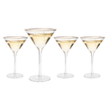 The Wine Savant Gold Rim Glasses 10 oz, Set of 4 Gold Rim Classic Manhattan Glasses For Martini, Cocktails, Champagne, Water & Wine - Classic Coupes Gilded Rimed, Crystal with Stems, Coupe by The Wine Savant