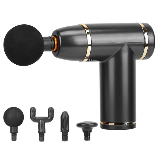 Cordless Percussion Massage Gun - USB-C Rechargeable, 4 Heads, 8 Intensities - Black by VYSN