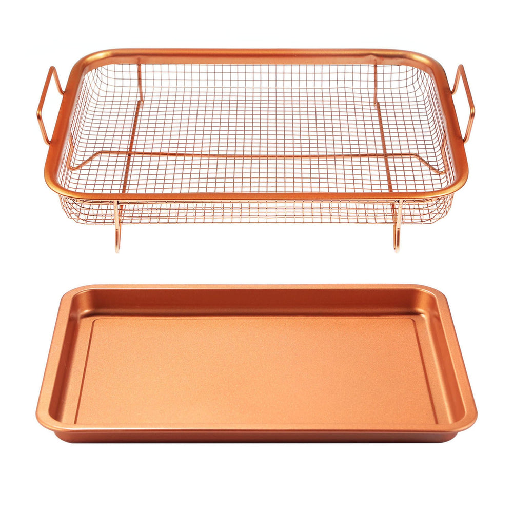 Non-Stick Crisper Tray Set - Air Fry Pan, Grill Basket, Oven Dishwasher Safe - Oil Free! by VYSN