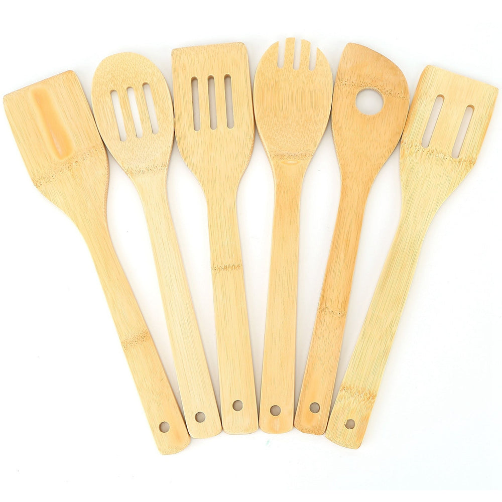 6Pc Bamboo Wooden Spoons and Spatula Set - Nonstick Cookware Kitchen Tools - Wood by VYSN