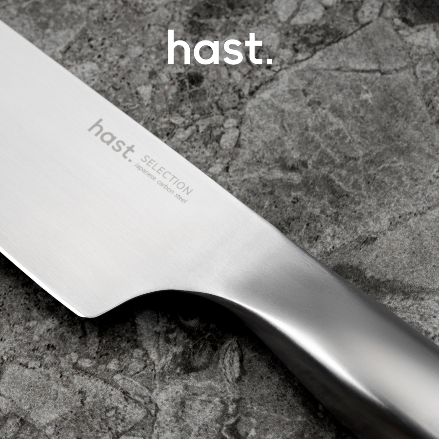 Hast Selection 6.3 Inch Japanese Carbon Steel Santoku Knife by Hast