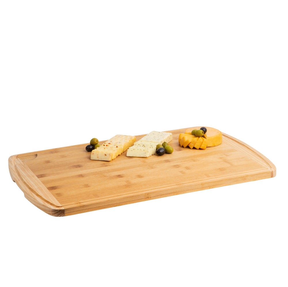 Bamboo Cutting Board Tray 23.5"L x 15.5"W x 0.7"H  Eco Friendly Kitchen Gadget  Wooden Serving Trays for Meat, Vegetables, Cheese and Charcuterie Board by Hammont