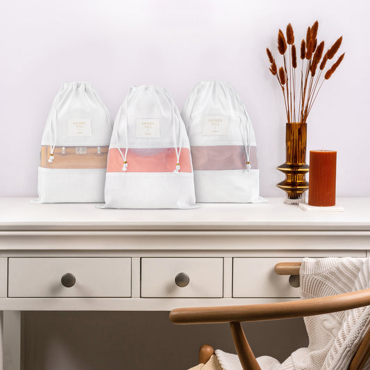 3 Small Organic Cotton Dust Bags by Hayden Hill London