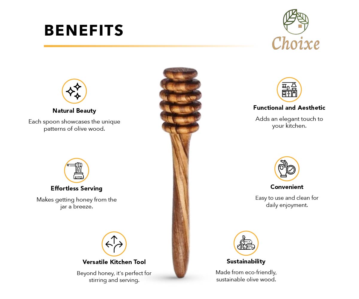 Olive Wood Honey Spoon by Choixe