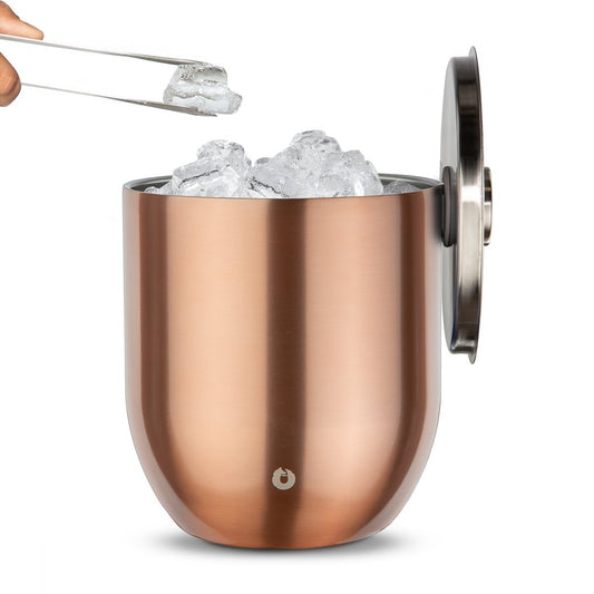 Stainless Steel Ice Bucket with Lid and Tongs, Gold by Snowfox