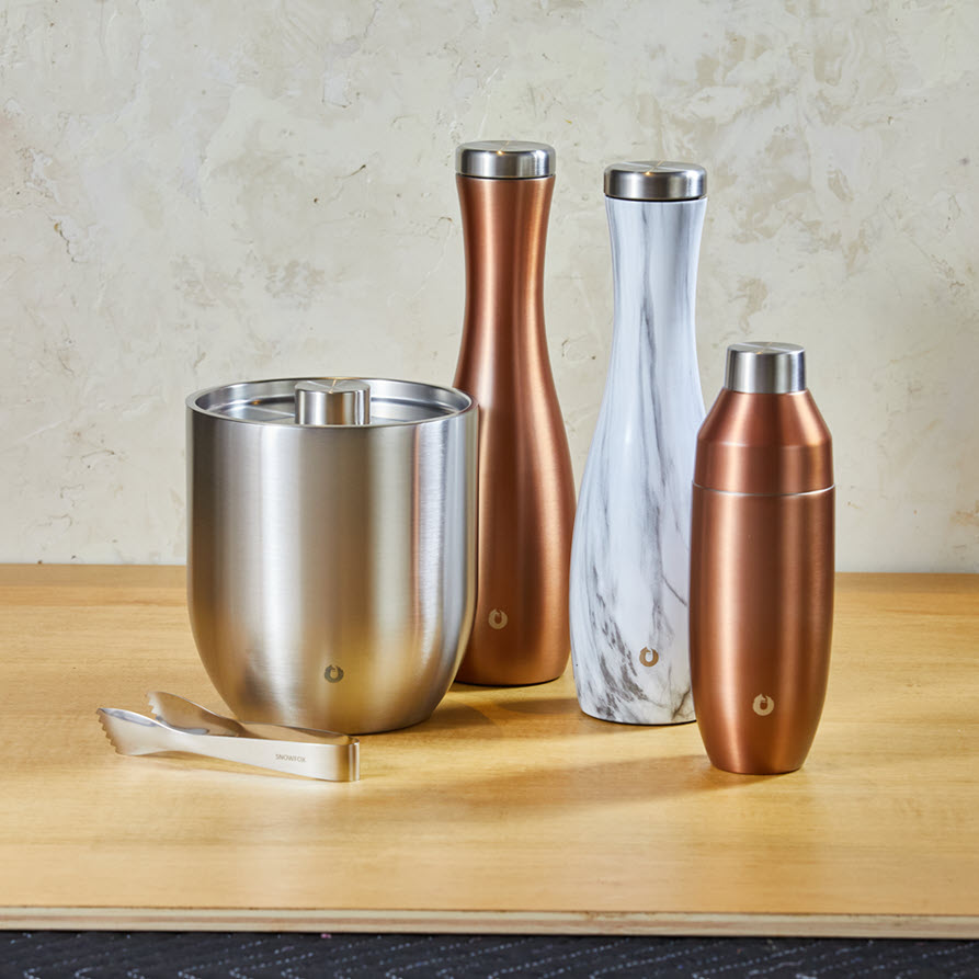 Stainless Steel Carafe and Wine Glass Set, Marble by Snowfox