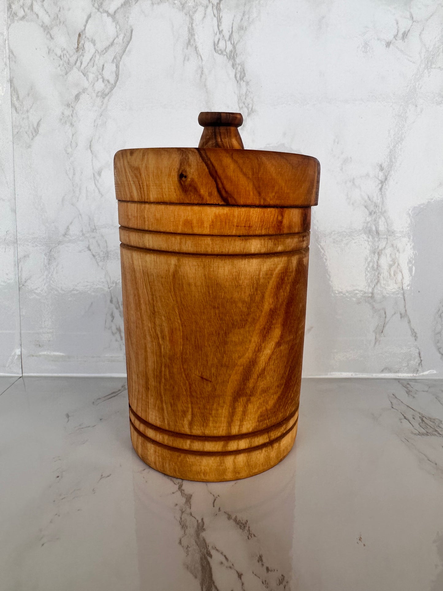 Olive Wood Spice Jar Salt Keeper w/Lid by Choixe