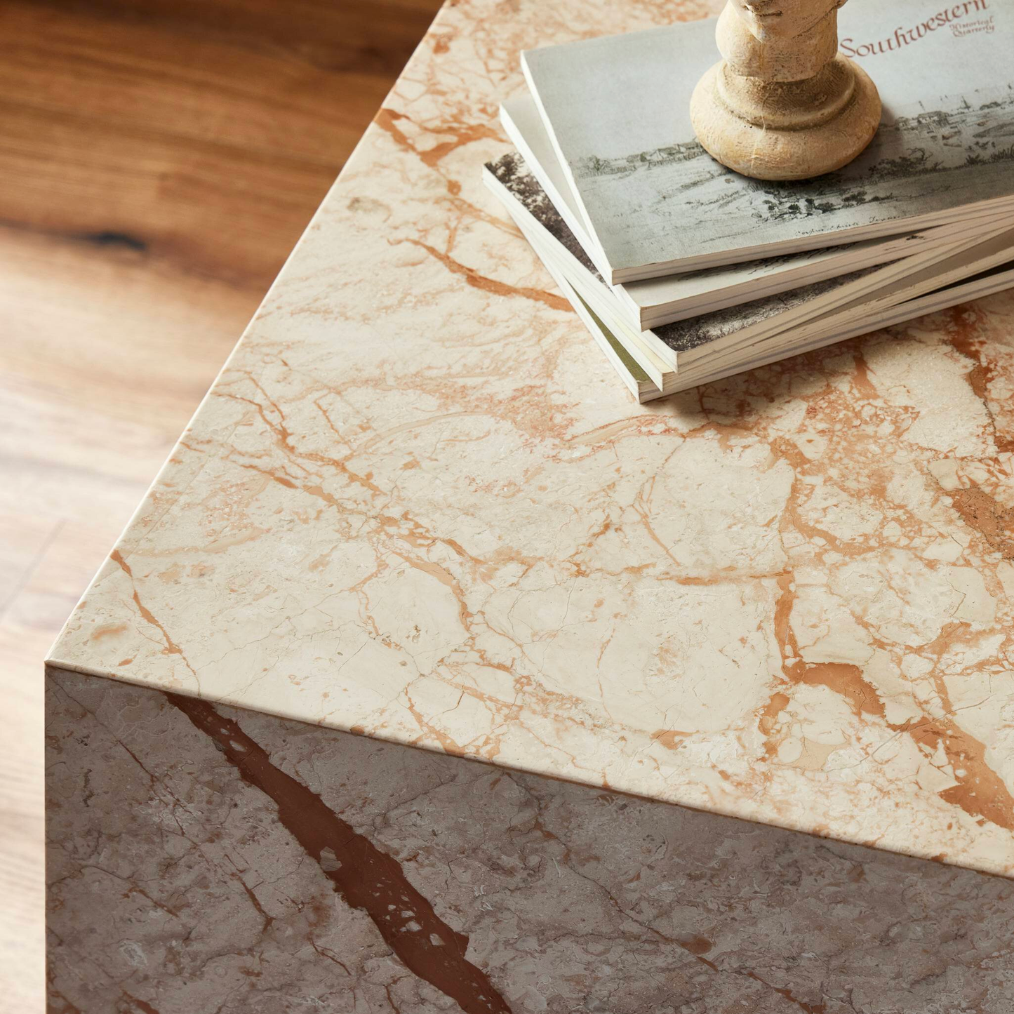 Desert Taupe Marble Plinth Table by Mode-De-Vie