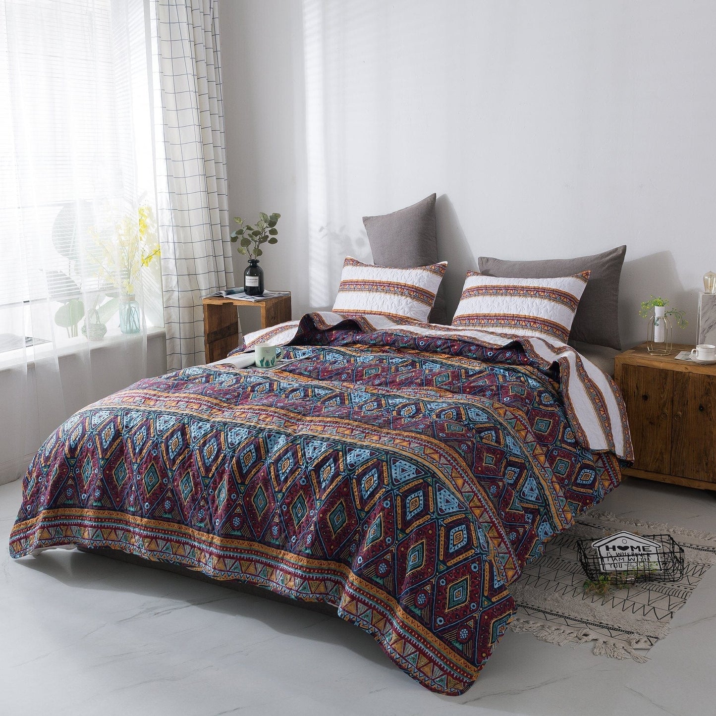 DaDa Bedding Southwestern Aztec Bohemian Desert Tribal Quilted Bedspread Set (KSX-002) by DaDa Bedding Collection