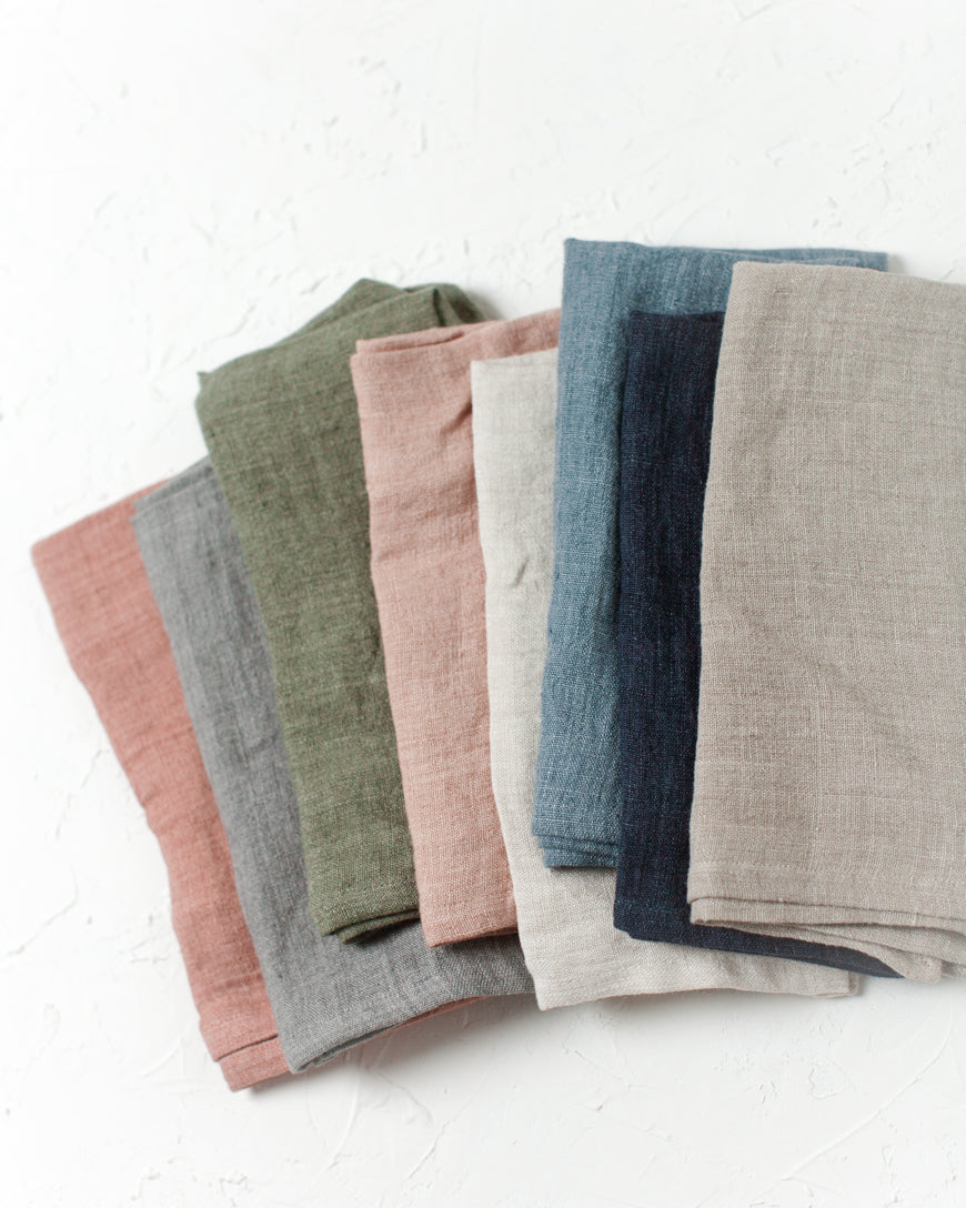 Stone Washed Linen Hemmed Dinner Napkins by Creative Women