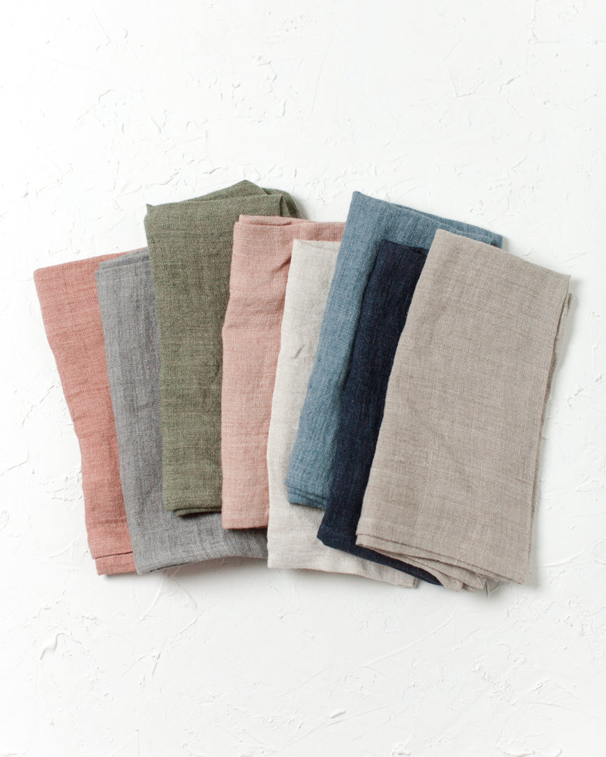 Stone Washed Linen Hemmed Dinner Napkins by Creative Women