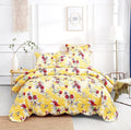 DaDa Bedding Radiant Sunshine Yellow Hummingbirds Floral Scalloped Bedspread Set (JHW-925) by DaDa Bedding Collection