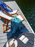 Royal Blue Pinstripe Cabana Beach Towel by Laguna Beach Textile Company