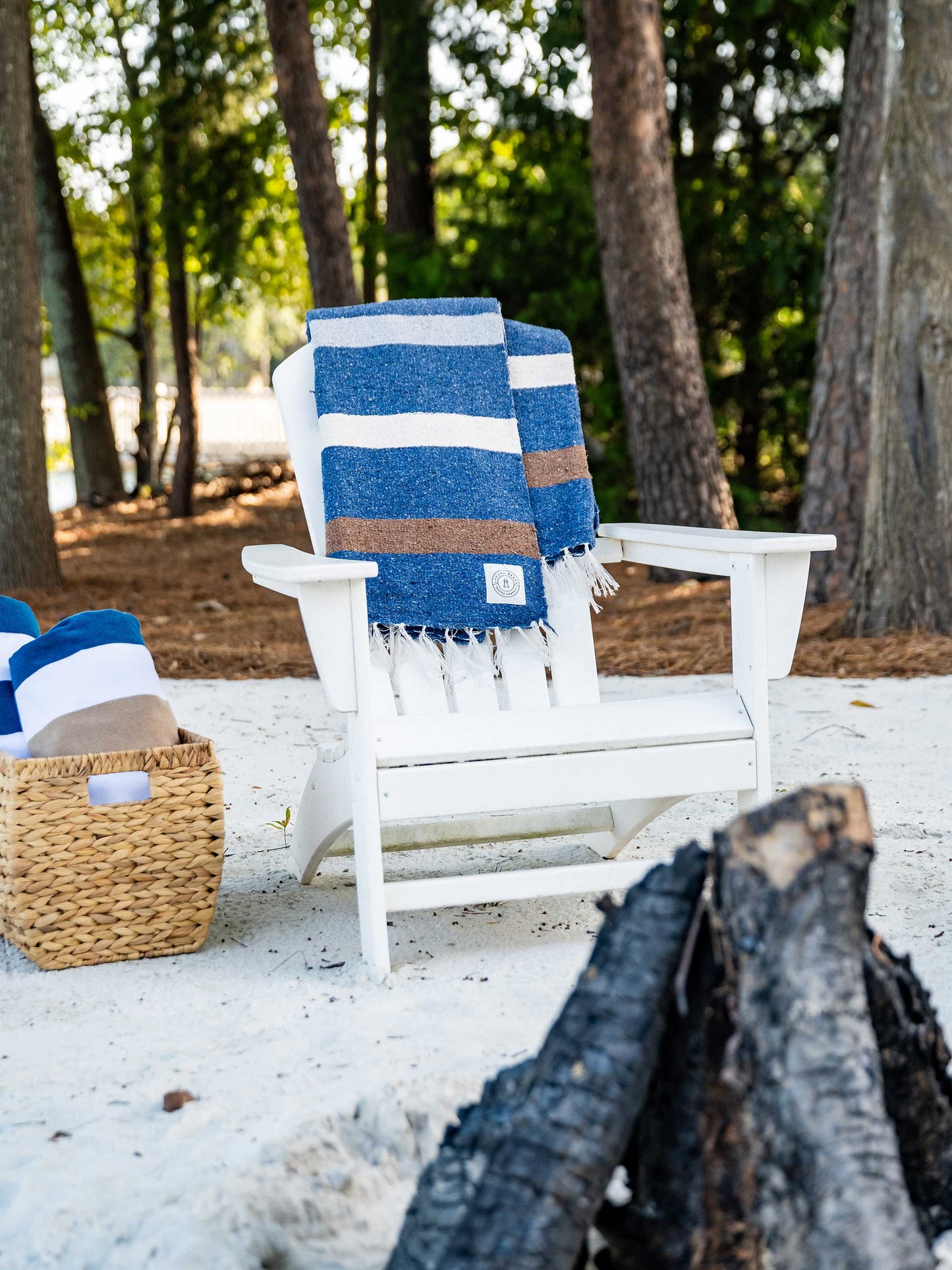 Slate Blue Riviera Mexican Blanket by Laguna Beach Textile Company