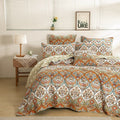 DaDa Bedding Bohemian Floral Paisley Garden Coral Teal Quilted Bedspread Set (LH1403) by DaDa Bedding Collection