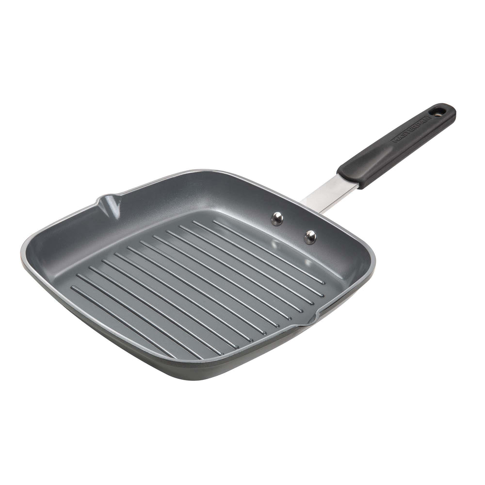 Ceramic Nonstick Grill Pan with Silicone Grip, 10" (25cm) - Gray by VYSN