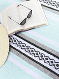 Mint & Gray Cabo Mexican Blanket by Laguna Beach Textile Company