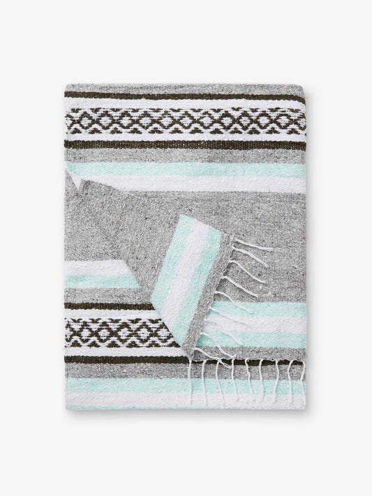 Mint & Gray Cabo Mexican Blanket by Laguna Beach Textile Company