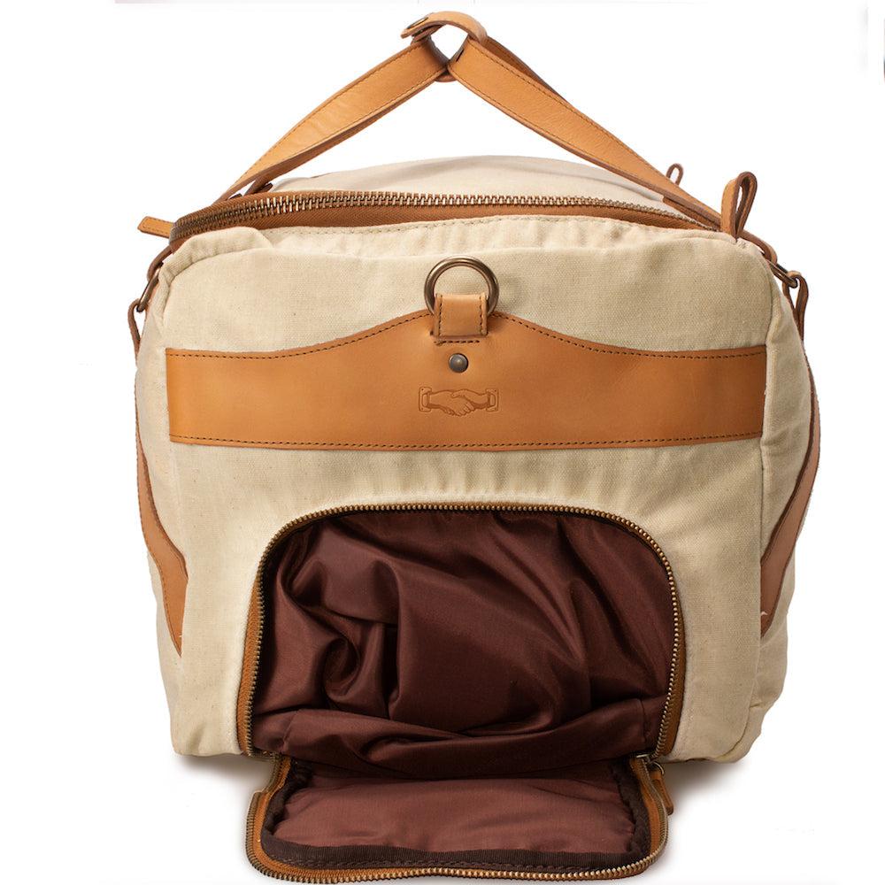 Campaign Waxed Canvas Large Duffle Bag by Mission Mercantile Leather Goods