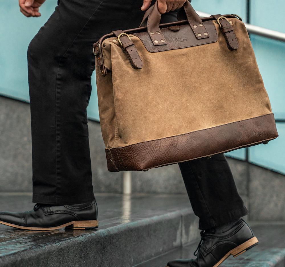 Heritage Waxed Canvas Lineman Duffle Bag by Mission Mercantile Leather Goods