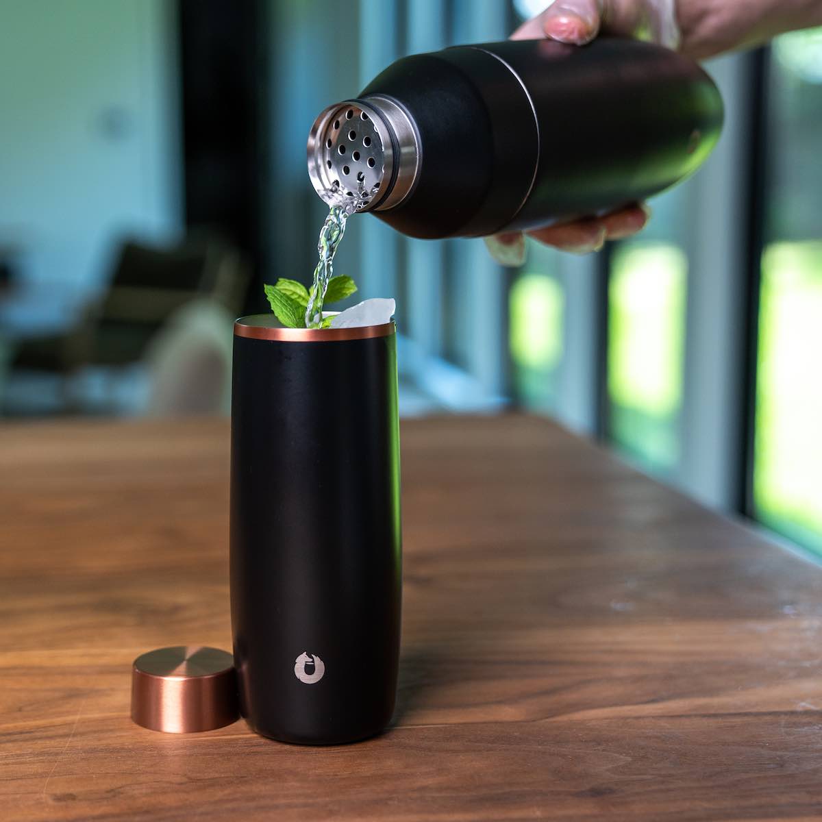 Stainless Steel Cocktail Shaker, Olive Grey by Snowfox