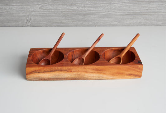 Guamuchil Wood 3-Section Salsa Dish by Verve Culture