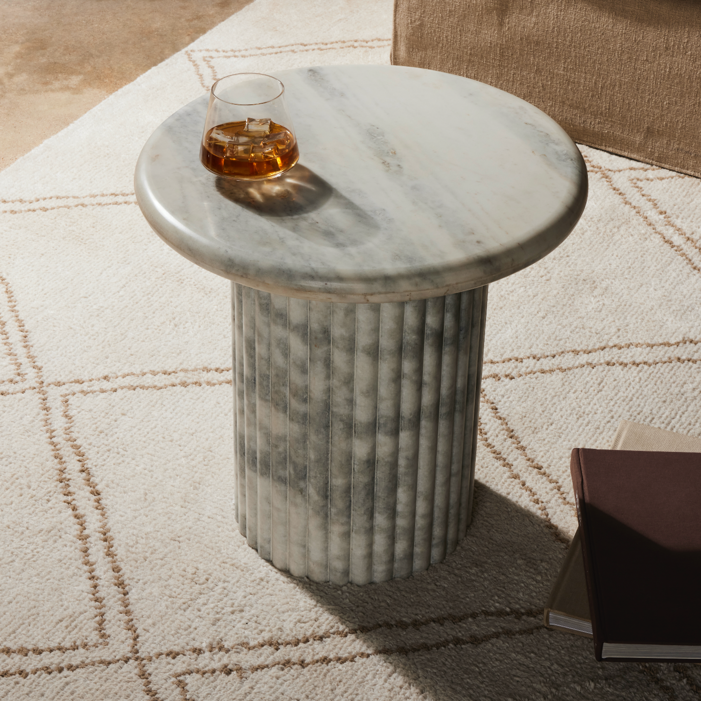 Marble Scalloped Side Table by Mode-De-Vie