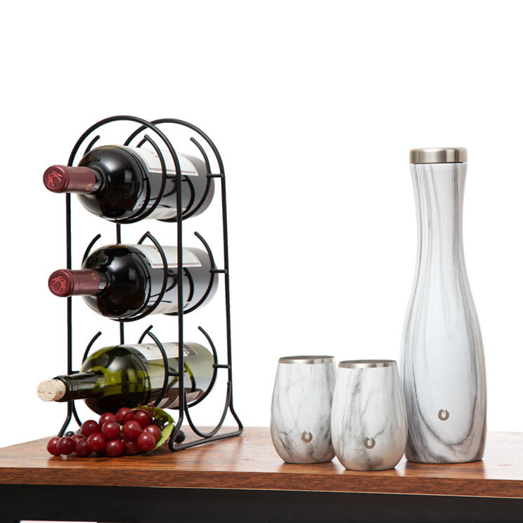 Stainless Steel Carafe and Wine Glass Set, Marble by Snowfox