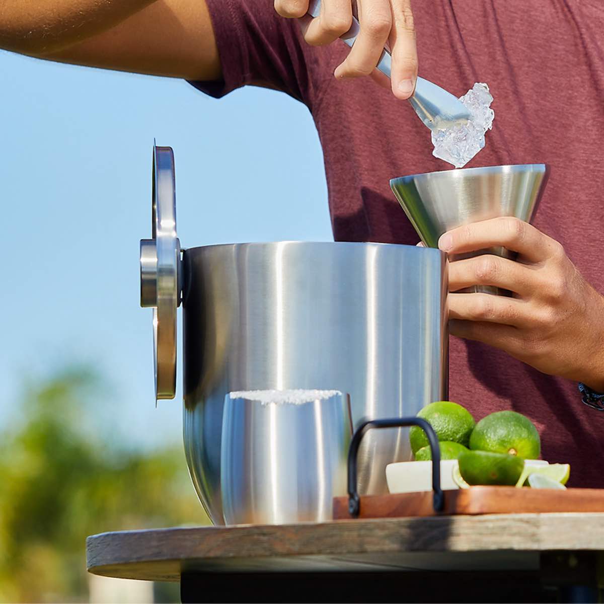 Stainless Steel Ice Bucket with Lid and Tongs, Steel by Snowfox