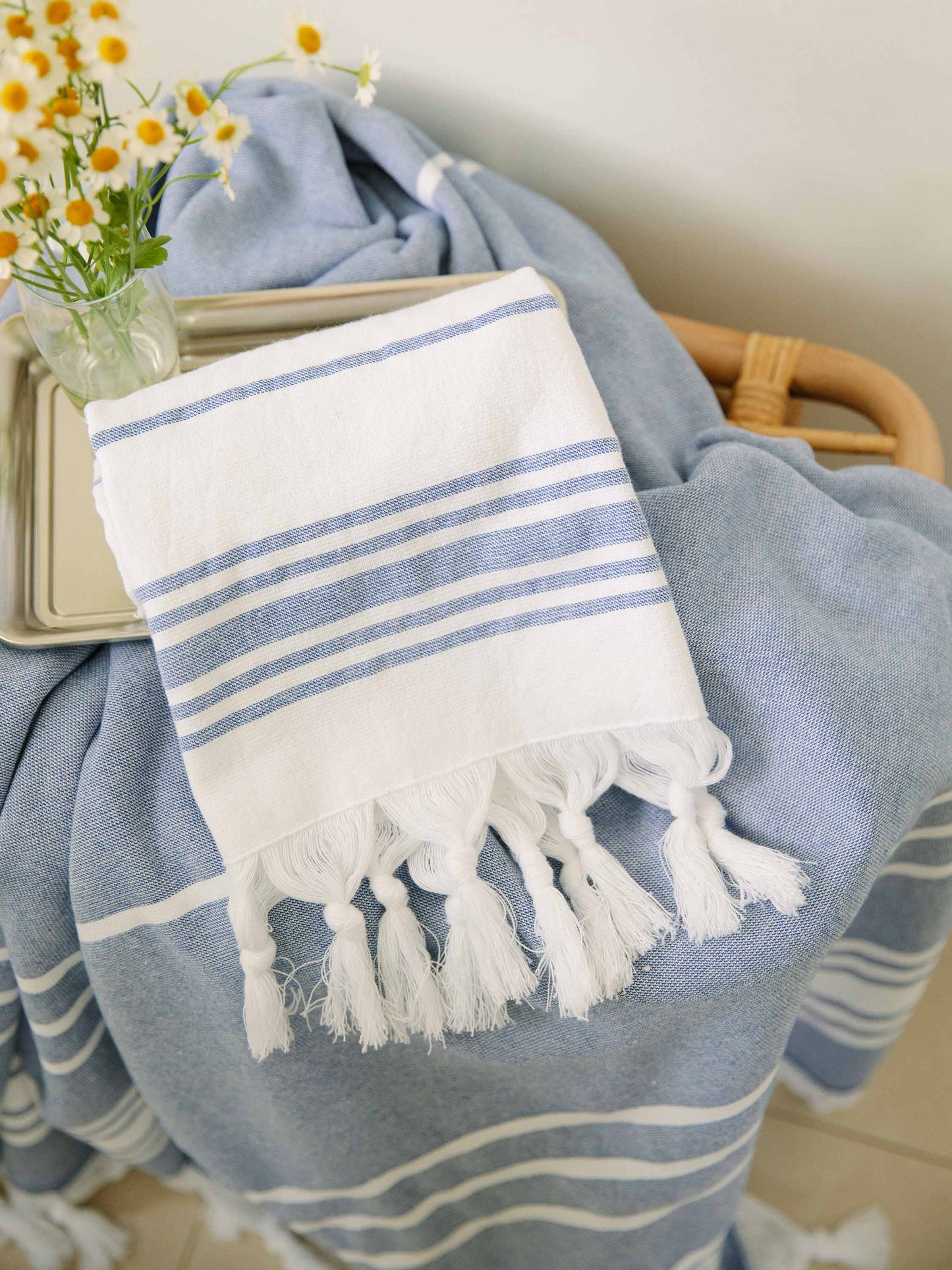 White Azul Classic Turkish Hand Towel by Laguna Beach Textile Company