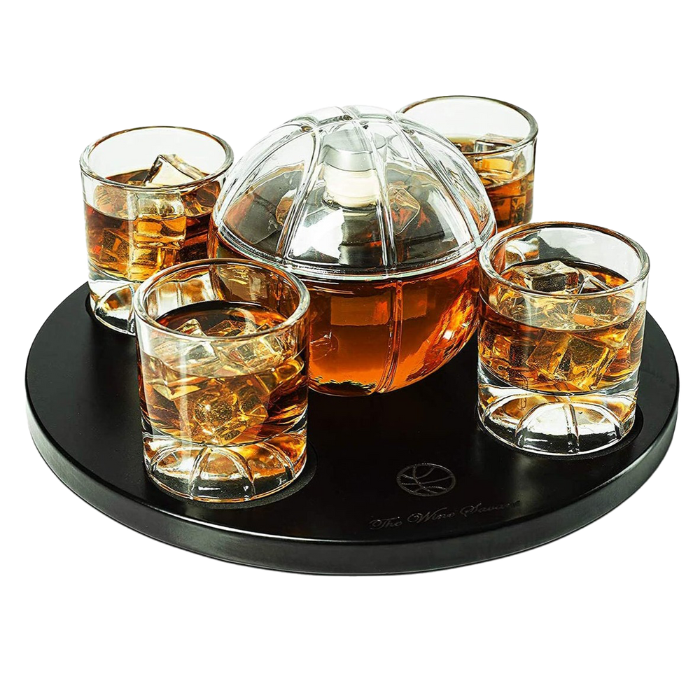 Basketball Decanter Set, Whiskey Scotch or Bourbon Decanter Perfect for Basketball Enthusiasts by The Wine Savant by The Wine Savant