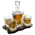 Crystal Wine and Whiskey Iceberg Mountain Glacier Decanter with 4 Glasses and Wood Tray - The Wine Savant by The Wine Savant