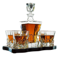 Crystal Wine and Whiskey Iceberg Mountain Glacier Decanter with 4 Glasses and Wood Tray - The Wine Savant by The Wine Savant